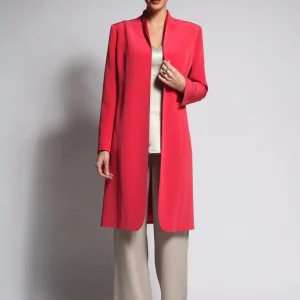 AA-Manteau IDYLLE T52 en crêpe marocain envers satin fraise