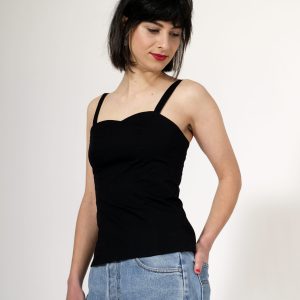 BETTY : Corsage noir 100% coton (bretelles amovibles) Fabrication française