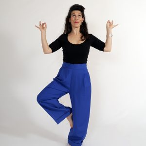 LUNE : Pantalon taille haute 100% laine bleu Klein