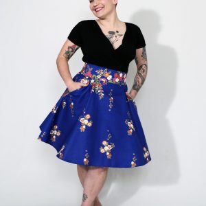 FONZY : bleu électrique à fleurs 100% coton