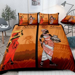 Housse de Couette Africaine Femme au Coucher de Soleil