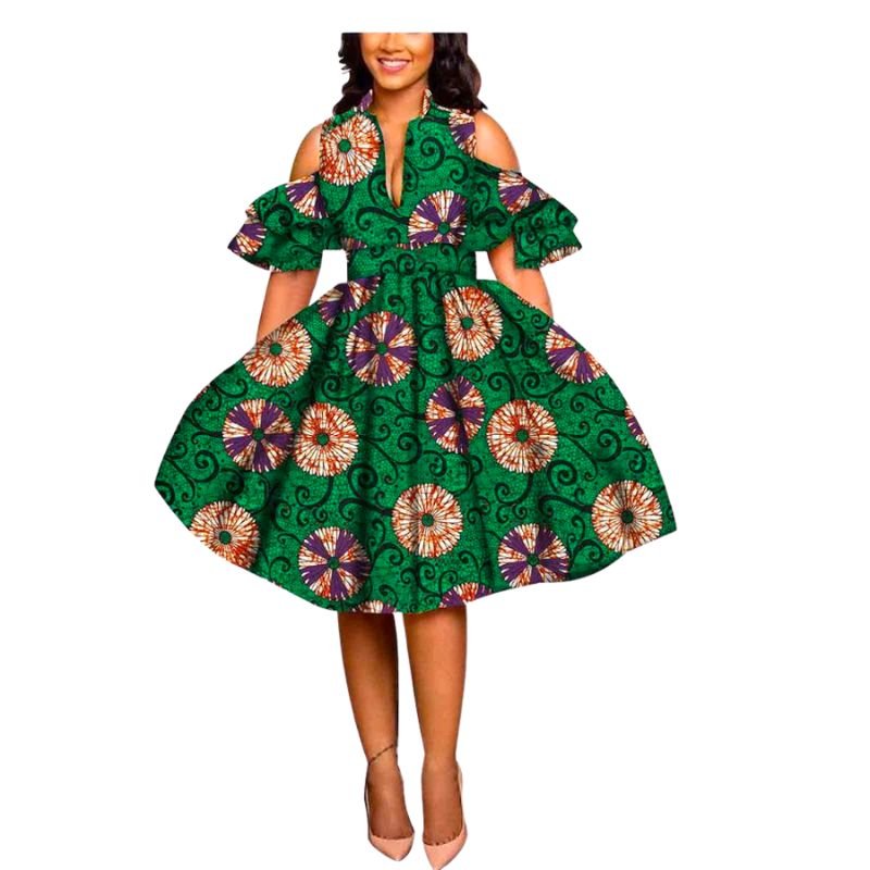 Robe Africaine Courte Verte