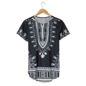 T-Shirt Homme Dashiki Noir et Blanc