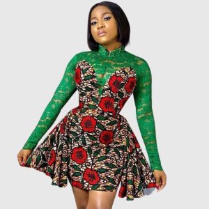 Robe Africaine Dentelle Verte