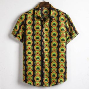 Chemise Africaine Motifs Verts