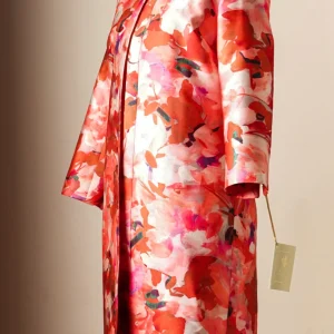 1 manteau fleuri en mikado COQUELICOT T38