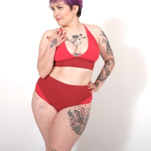 SEDNA : Haut de maillot de bain – rouge & brique – Fabriqué à Lyon