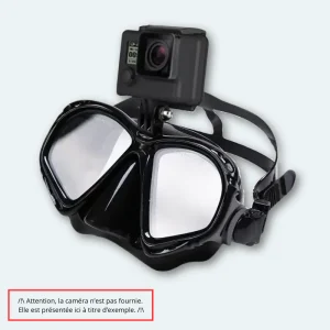 Masque de plongée Adulte antibuée et verres trempés avec support pour caméra