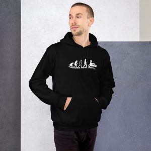 Hoodie unisexe Évolution de l’homme – Vers le karting