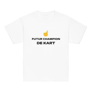 T-shirt enfant Future Champion de Kart – Blanc, beige, gris